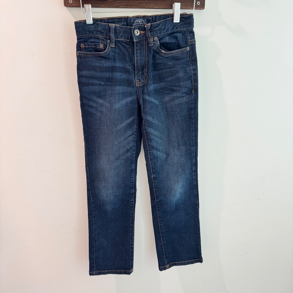 Lucky Brand Kids Classic Straight Dark Wash Denim Jeans Size 10 Adjustable Waist